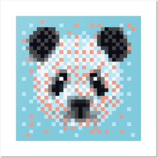 Retro 8bit Pixel Art Panda Bear Posters and Art